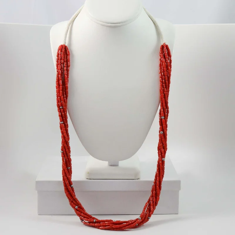 Luxury women's necklaces-Coral Bead Necklace