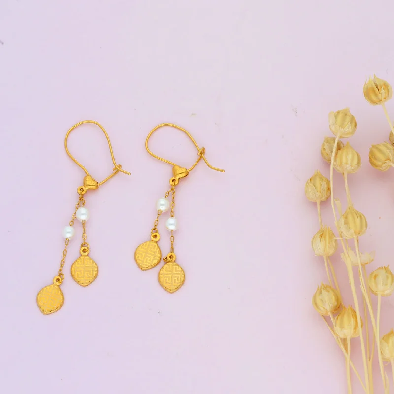 Women's eco-friendly earrings-Gold Hanging Earrings 21KT - FKJERN21KM10037