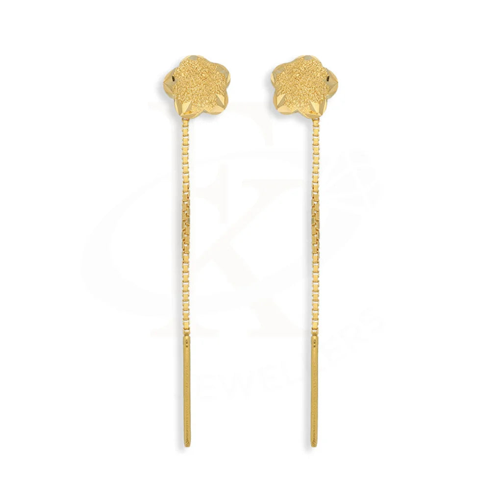 Women's charm earrings-Gold Flower Tic-Tac Drop Earrings 22KT - FKJERN22K5090