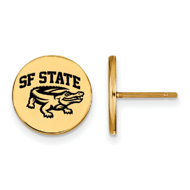 Women's luxury brand earrings-14k Gold Plated Silver San Francisco State U Enamel Disc Earring