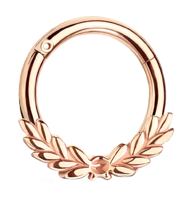 Women's diamond rings-Rose Gold PVD Crest Hinged Segment Ring