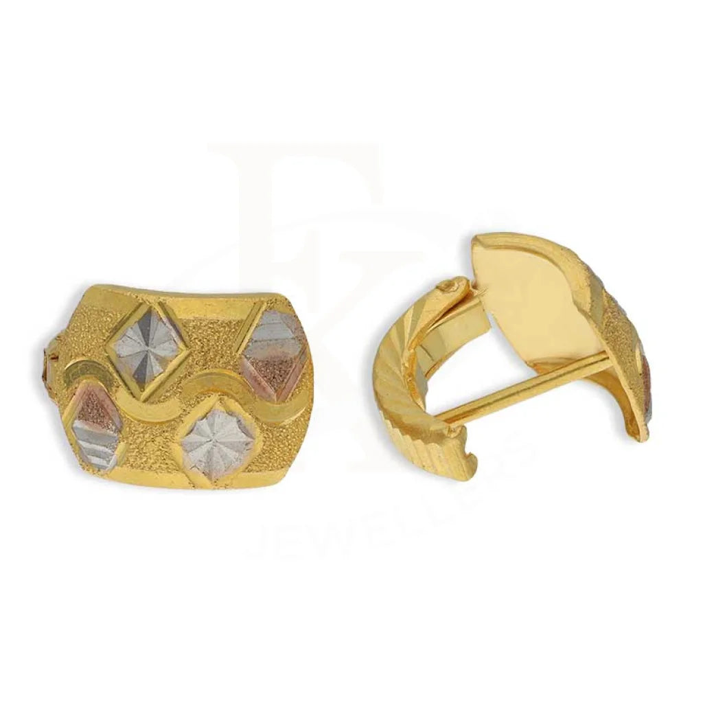 Women's party earrings-Tri Tone Gold Clip Earrings 22KT - FKJERN22K3113