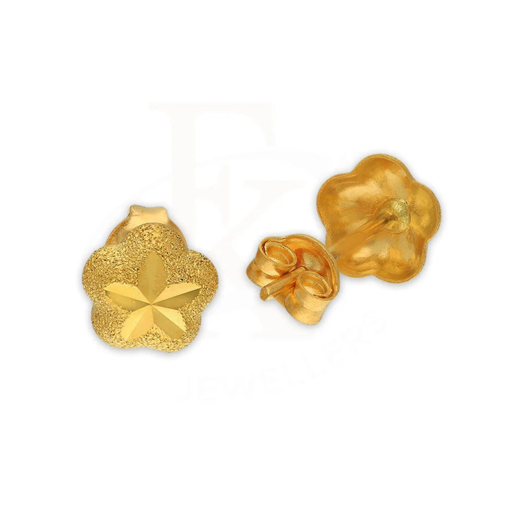 Women's zodiac earrings-Gold Flower Shaped Stud Earrings 22KT - FKJERN22K3130