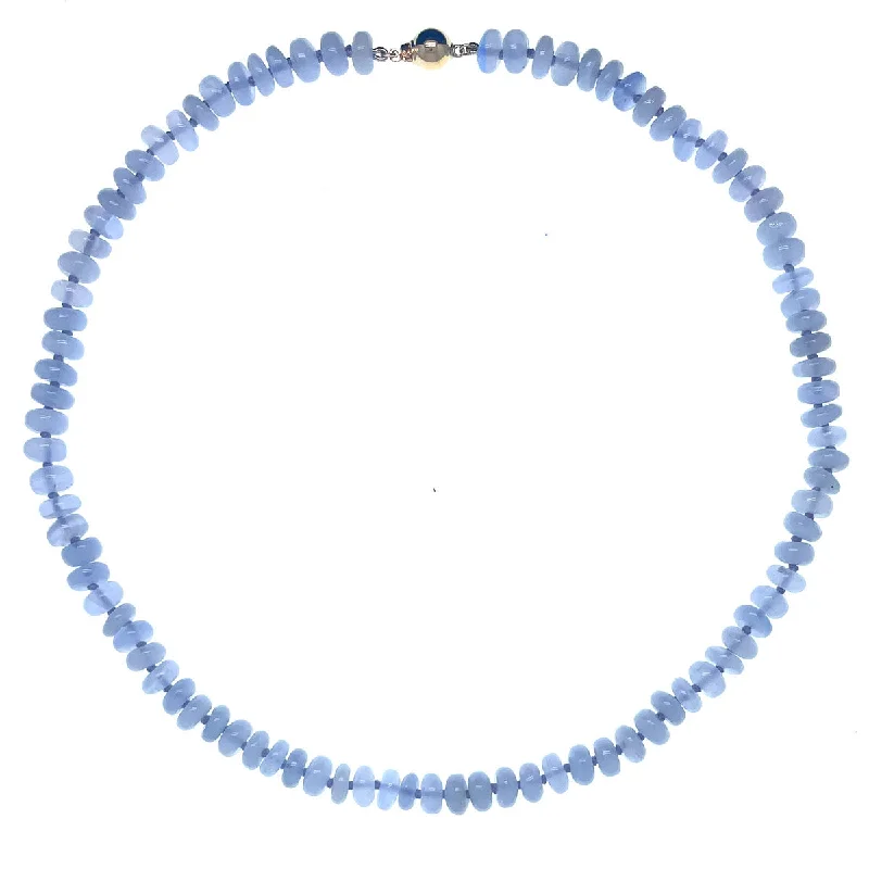 Women's personalized necklaces-Beaded Blue Chalcedony Necklace