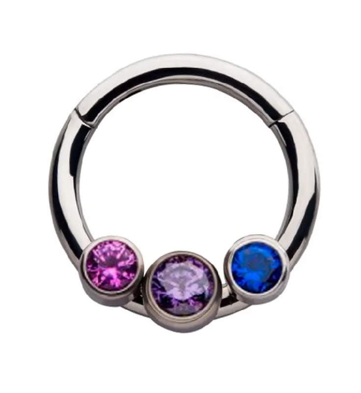 Modern women's rings-Pride Titanium Hinged Segment Ring Version 1