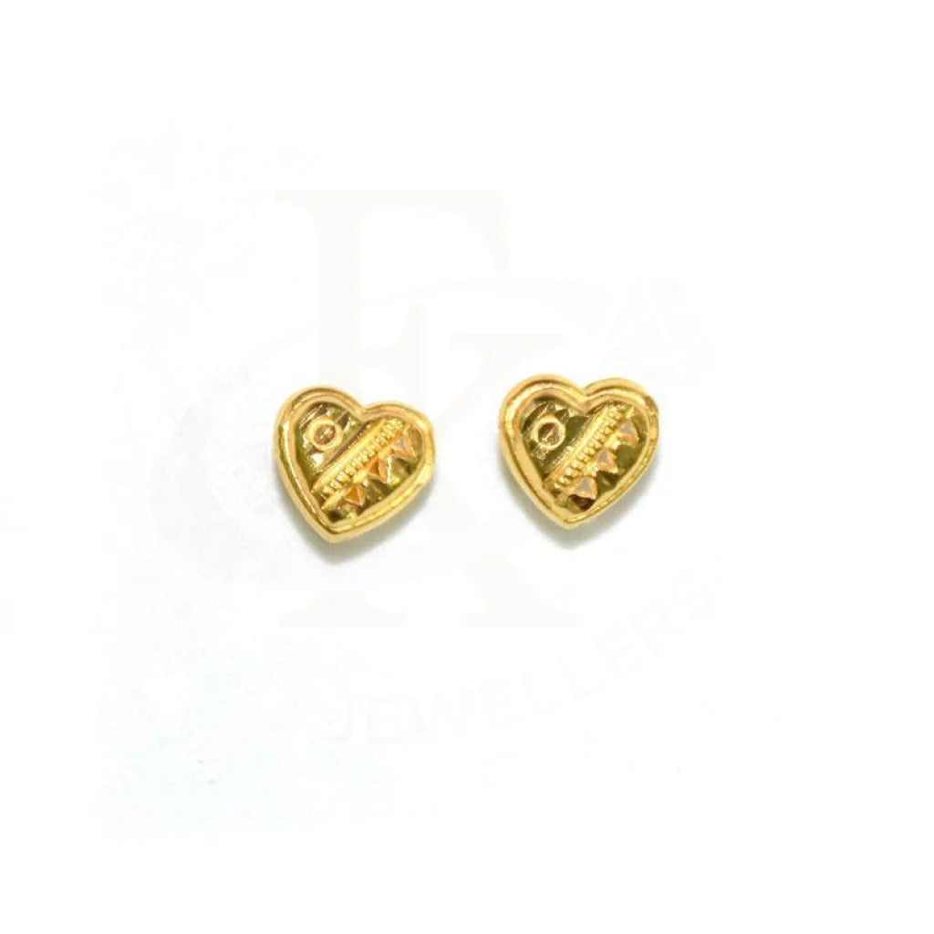 Women's vintage-inspired earrings-Gold Stud Heart Earrings 18KT - FKJERN1416