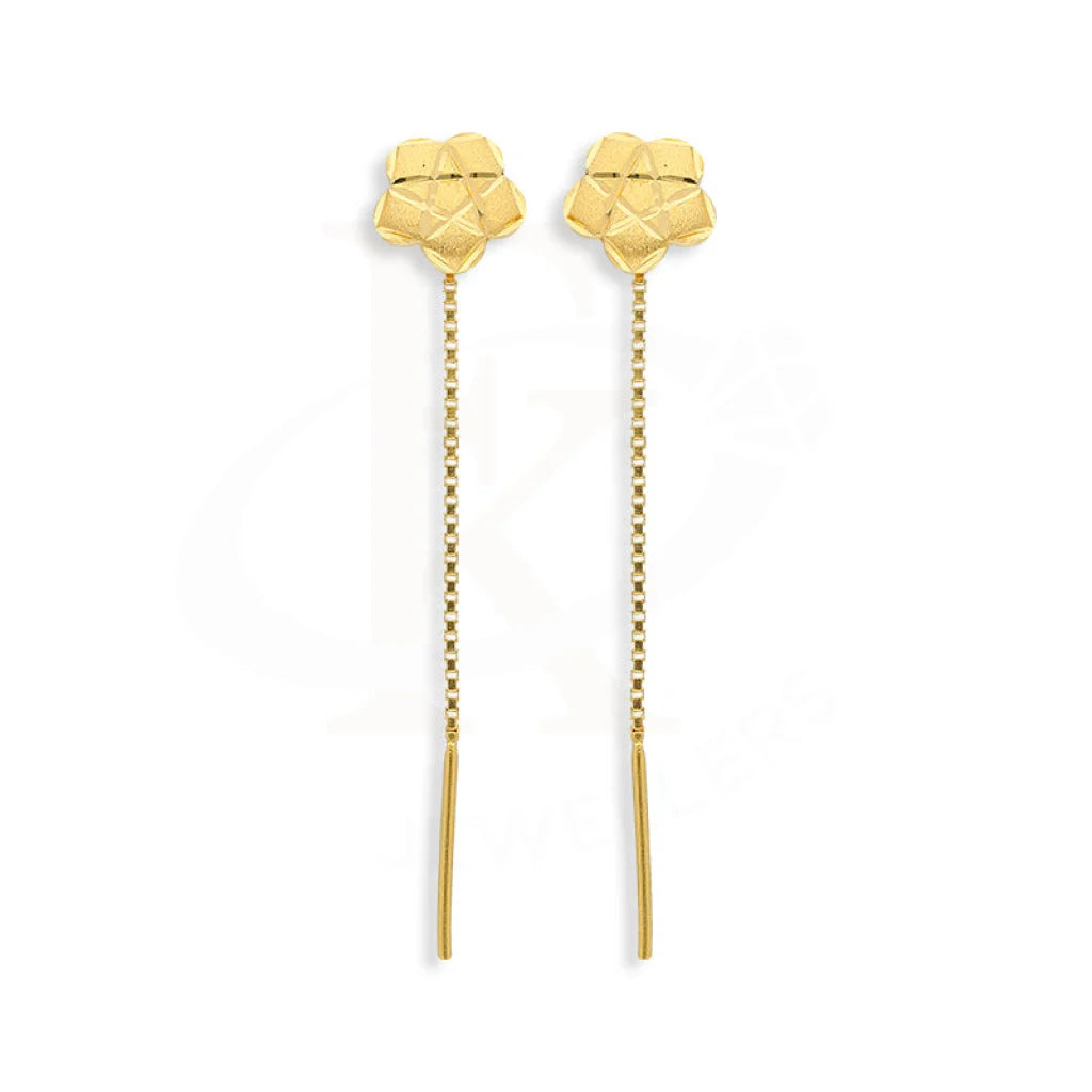 Women's moon phase earrings-Gold Flower Tic-Tac Drop Earrings 22KT - FKJERN22K5076