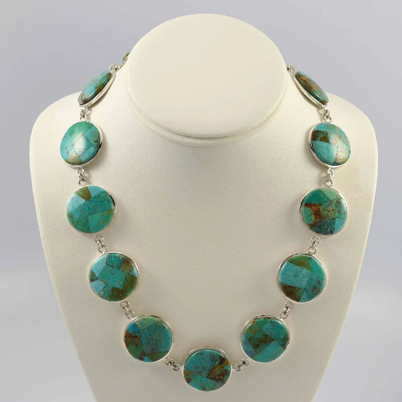 Women's DNA necklaces-Turquoise Inlay Necklace