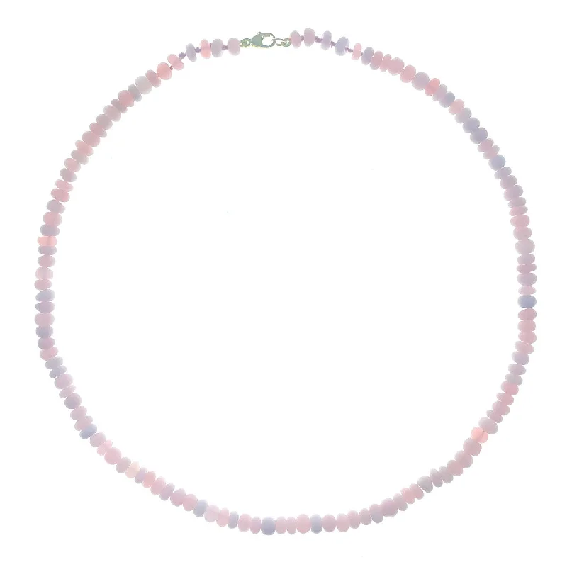 Women's initial necklaces-Beaded Mini Pink Opal Necklace