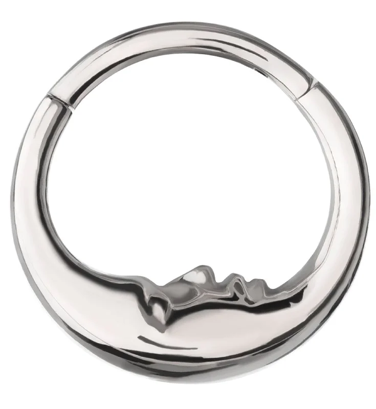 Women's seasonal rings-Half Moon Face Titanium Hinged Segment Ring