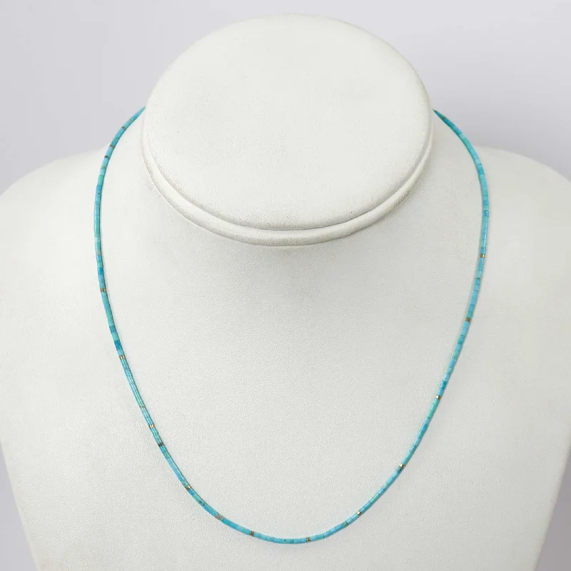 Women's jade necklaces-Kingman Turquoise Heishi Necklace