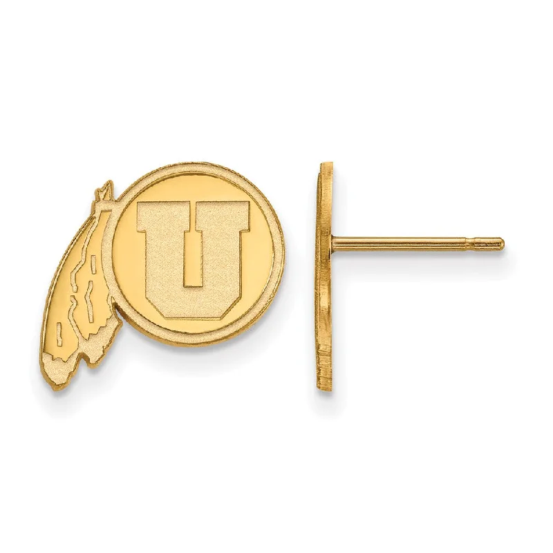 Women's ethical earrings-14k Gold Plated Silver University of Utah Small Post Earrings