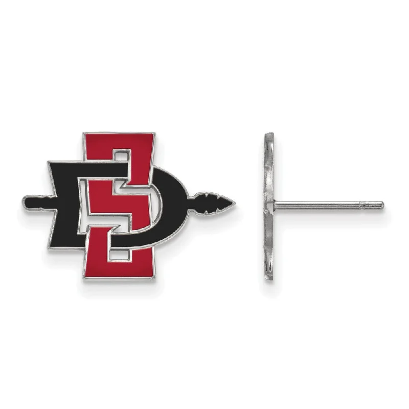 Women's beaded earrings-Sterling Silver San Diego State University Small Post Earrings