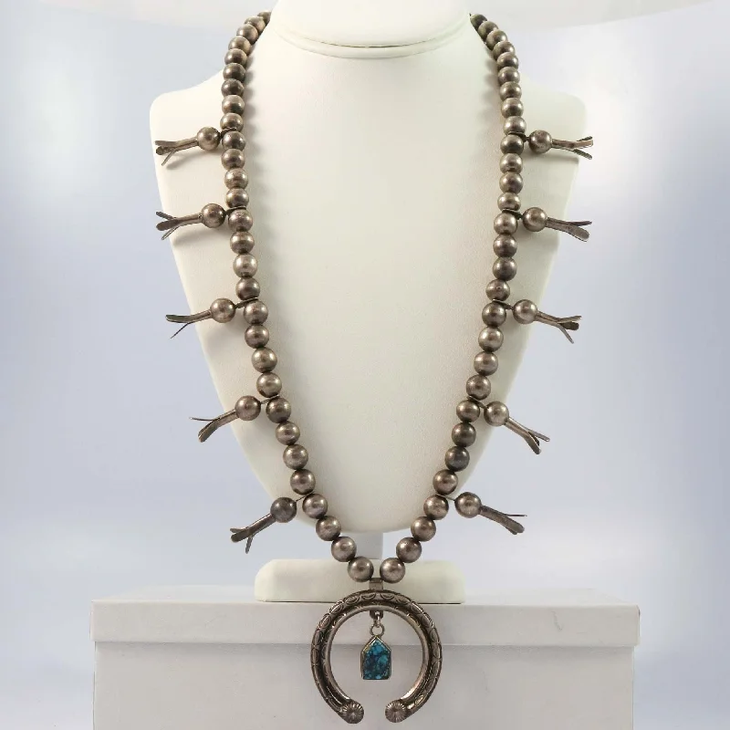 Women's silver-plated necklaces-1950s Bisbee Turquoise Necklace