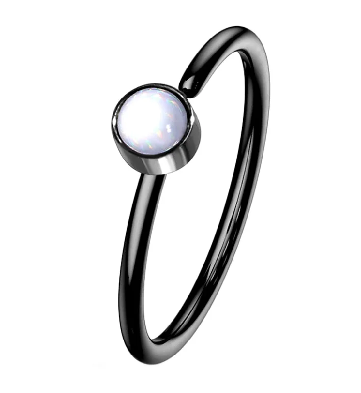 Women's casual rings-20G Black Micro Escent Stainless Steel Nose Ring Hoop