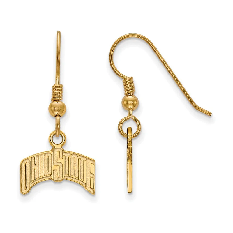 Women's beaded earrings-14k Gold Plated Silver Ohio State University Dangle Earrings