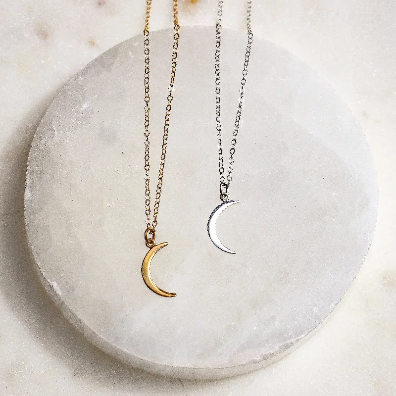 Women's luxury gift necklaces-Mini Moon Pendant Necklace