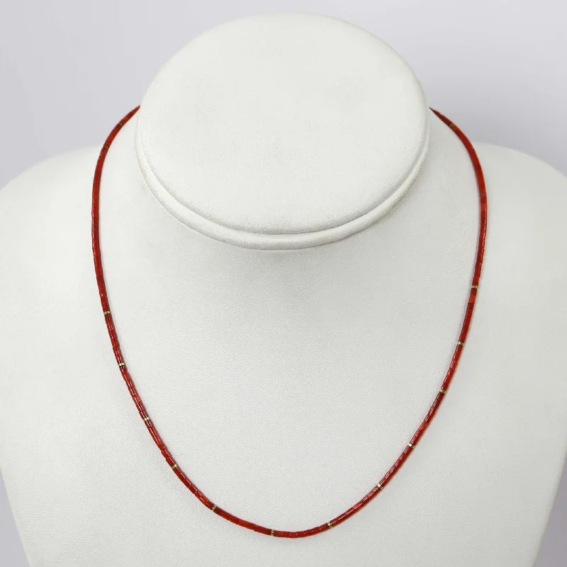 Vintage women's necklaces-Coral Heishi Necklace