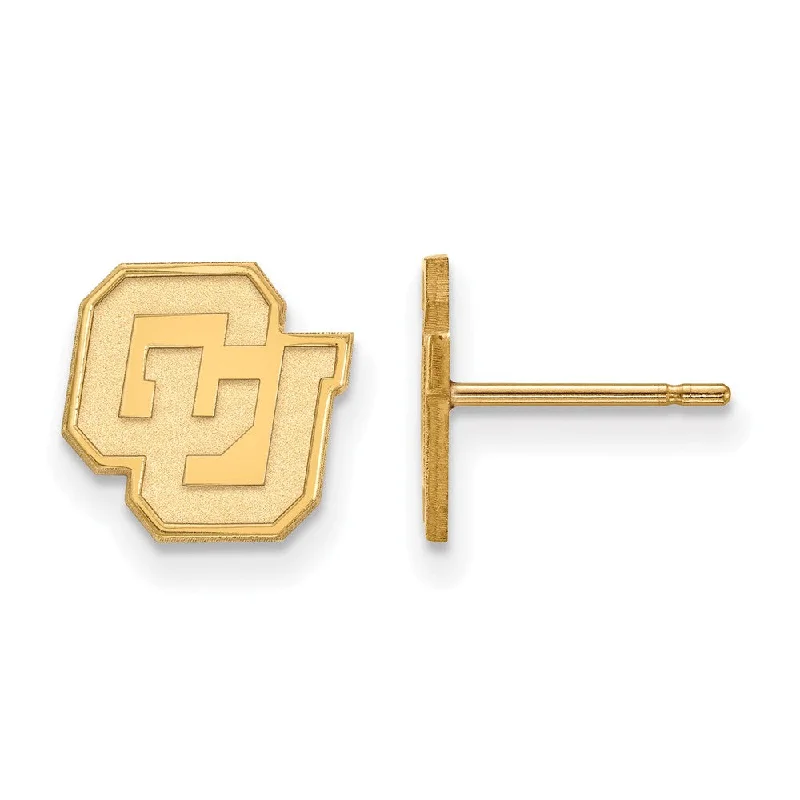 Women's beaded earrings-14k Gold Plated Silver University of Colorado XS (Tiny) Post Earrings