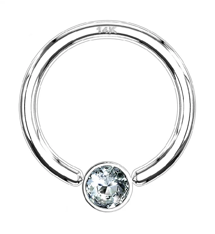 Women's travel rings-14kt White Gold CZ Gem Captive Bead Ring