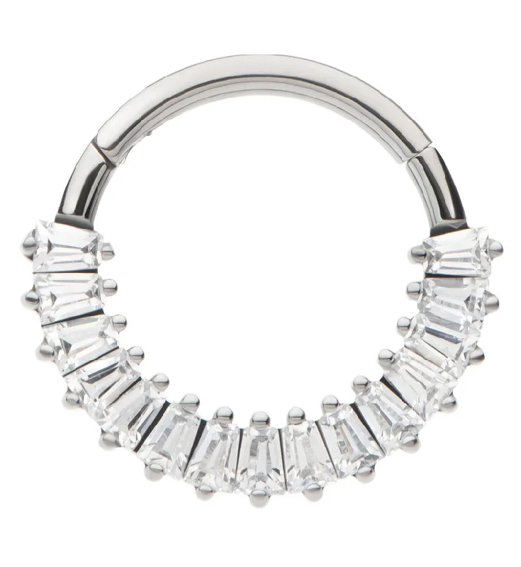 Women's formal rings-Strand Clear CZ Hinged Segment Ring