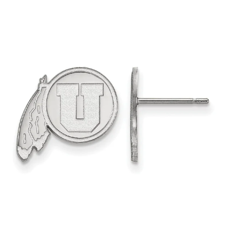 Women's vintage-inspired earrings-10k White Gold University of Utah Small Post Earrings