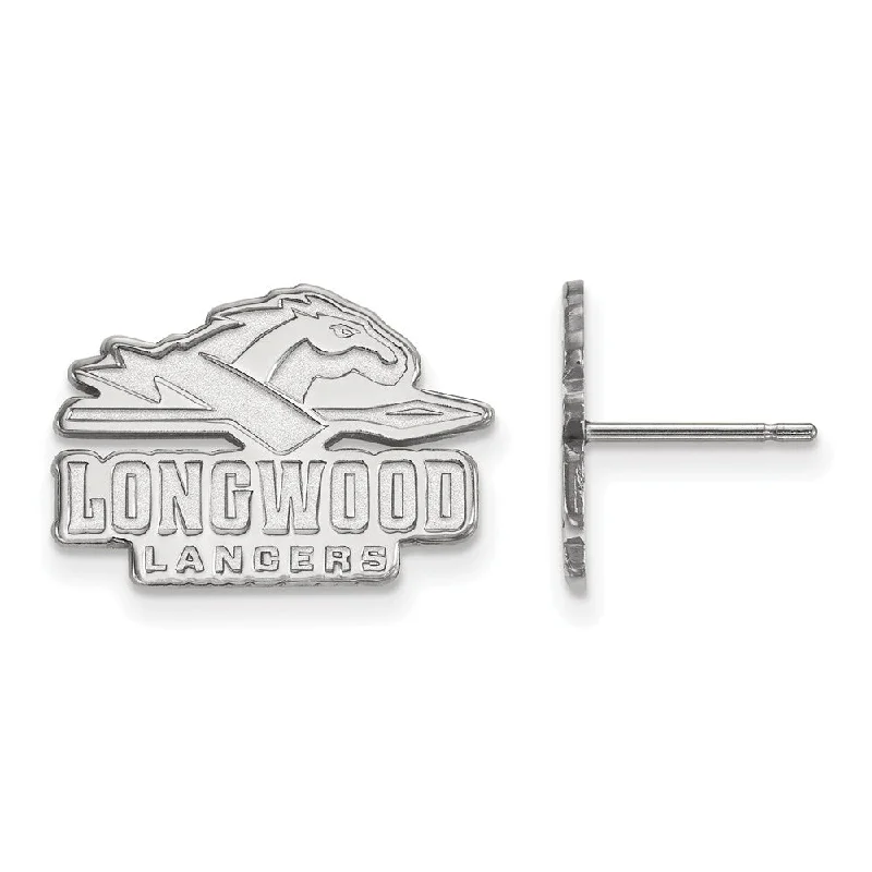 Women's custom engraving earrings-Sterling Silver Longwood University Small Post Earrings