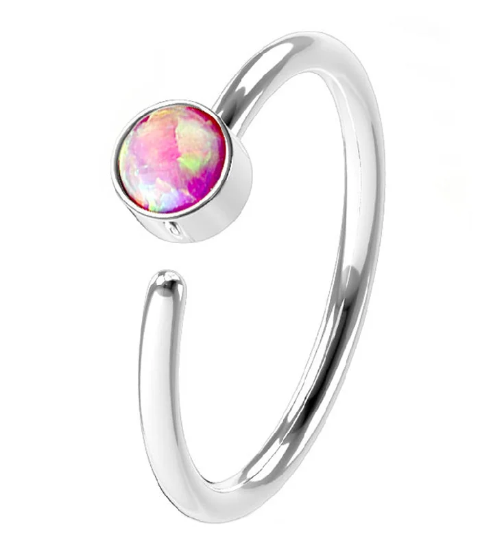 Women's photo rings-20G Pink Opalite Top Hoop Ring