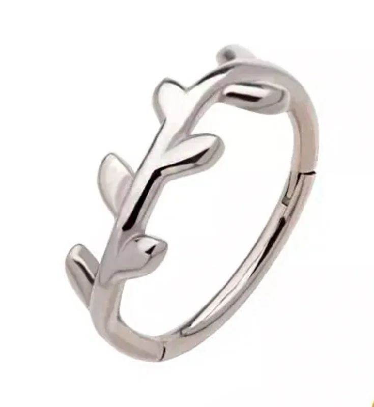 Women's gold-plated rings-Vine Hinged Segment Ring