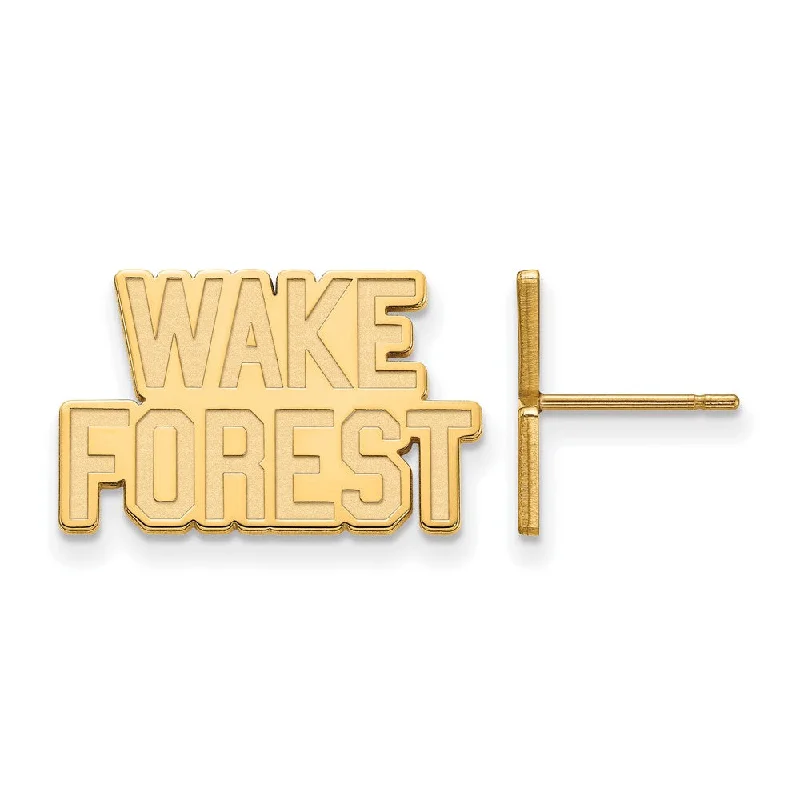 Women's vintage-inspired earrings-14k Gold Plated Silver Wake Forest University Small Post Earrings