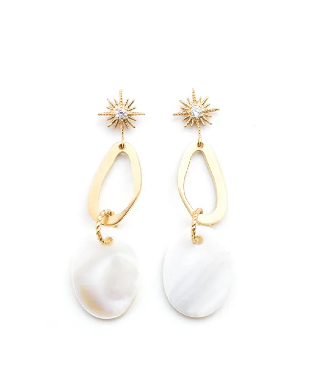 Women's stainless steel earrings-Milky Gold Earrings