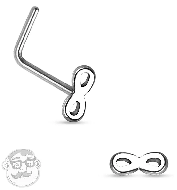 Women's party rings-20G Infinity Top Stainless Steel L Bend Nose Ring