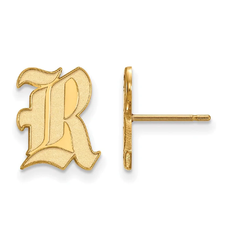 Women's gold earrings-14k Gold Plated Silver Rice University Small Post Earrings