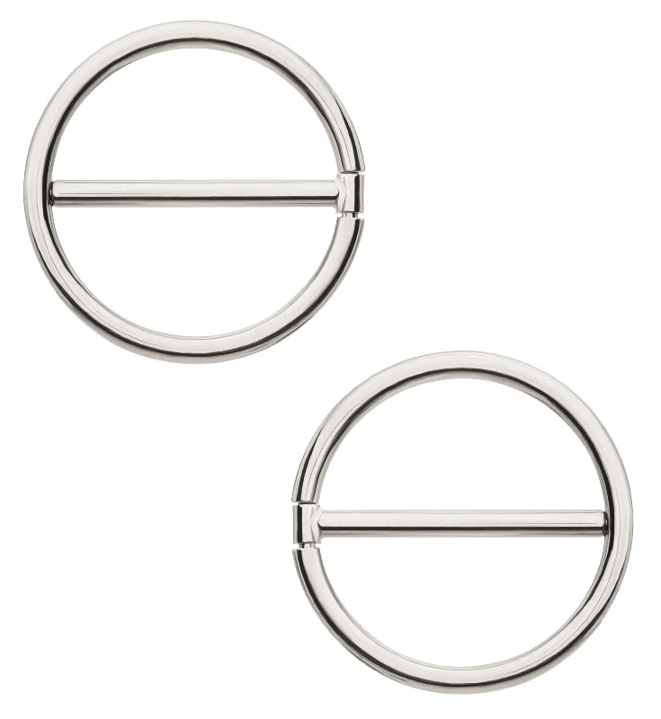 Women's mother-daughter rings-Circlet Titanium Nipple Clicker Ring