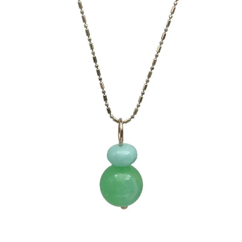 Women's celestial necklaces-Lucky Pom Charm Chrysoprase Jade