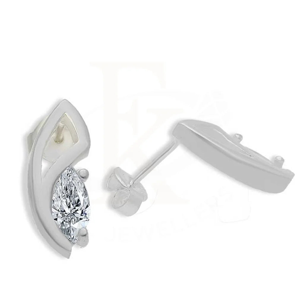 Women's sun earrings-Sterling Silver 925 Marquise Shaped Stud Earrings - FKJERNSL3066