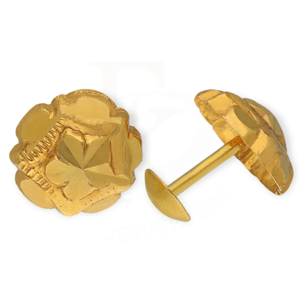 Women's titanium earrings-Gold Flower Shaped Second Stud Earrings 18KT - FKJERN18K3146