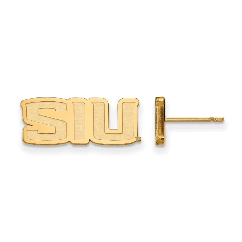 Custom women's earrings-14k Yellow Gold Southern Illinois University XS (Tiny) Post Earrings