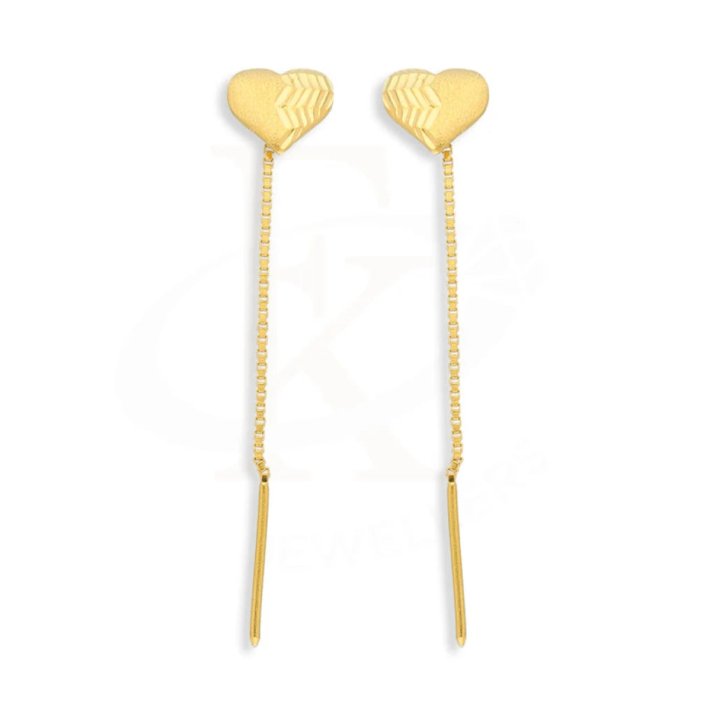 Women's spiritual earrings-Gold Heart Tic-Tac Drop Earrings 22KT - FKJERN22K5080