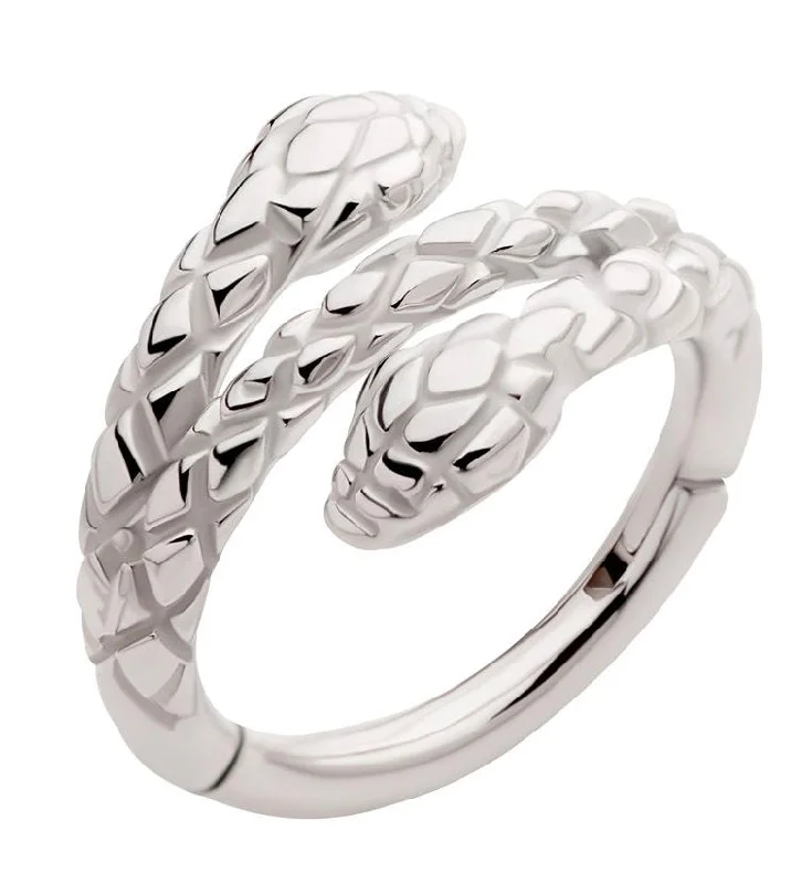 Women's personalized rings-Snake Twist Stainless Steel Hinged Segment Ring