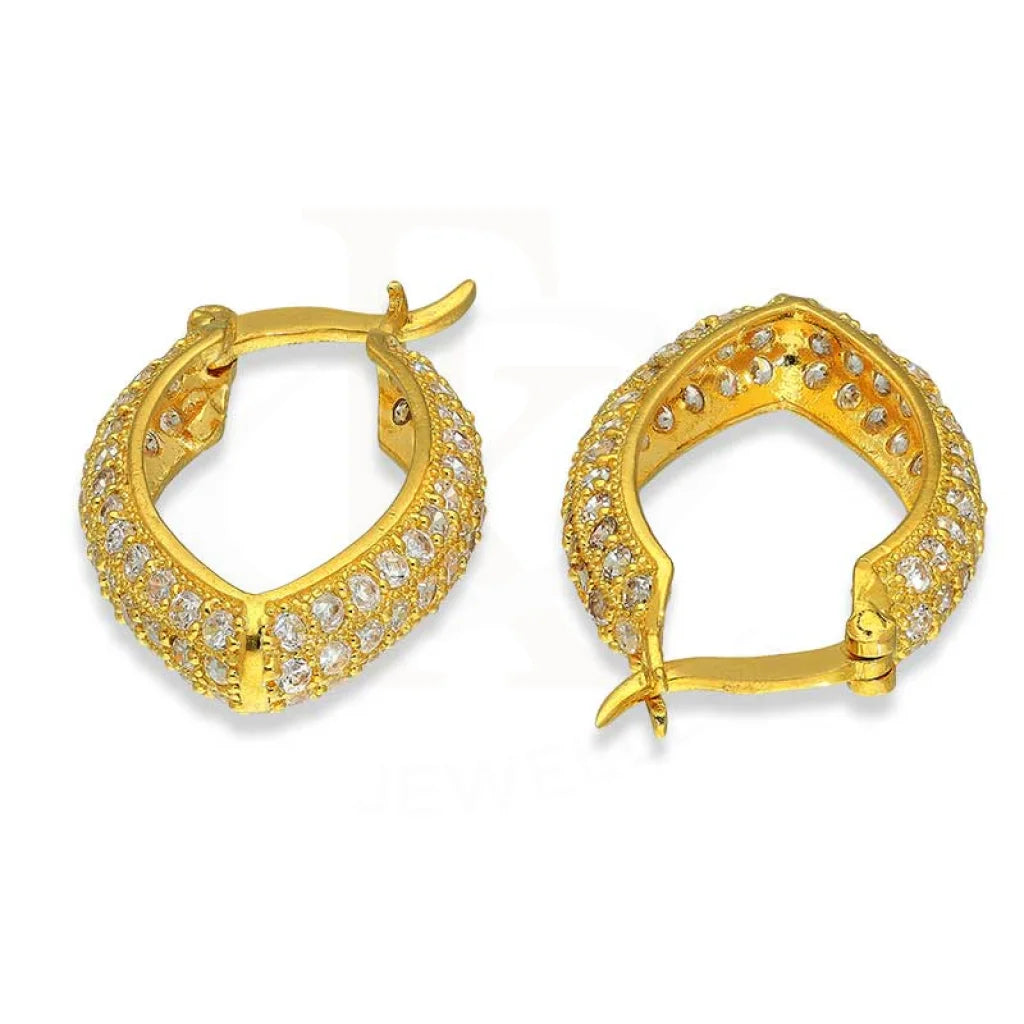 Women's formal earrings-Gold Clip on Hoop Earrings 22KT - FKJERN22K2619