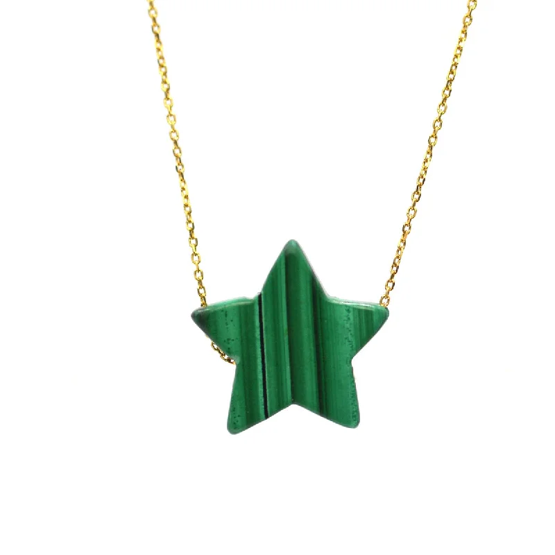 Women's unique necklaces-Malachite Simple Drop Star Necklace