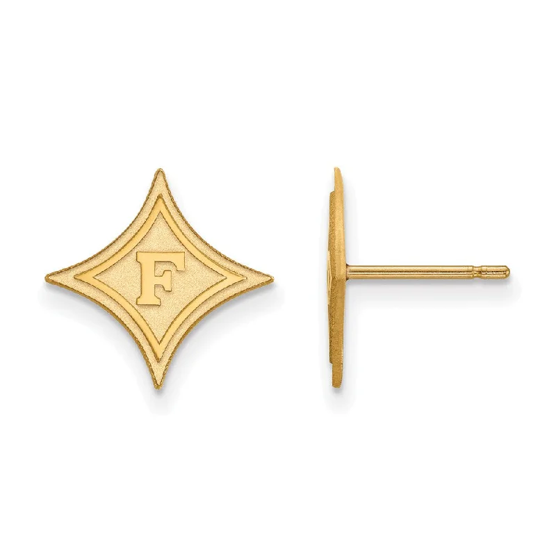 Designer women's earrings-14k Gold Plated Silver Furman University Small Post Earrings