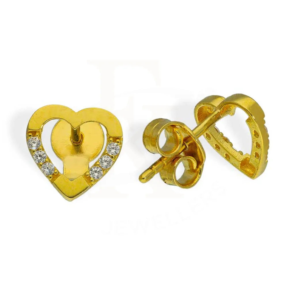 Women's bridal earrings-Gold Heart Stud Earrings 18KT - FKJERN18K2656