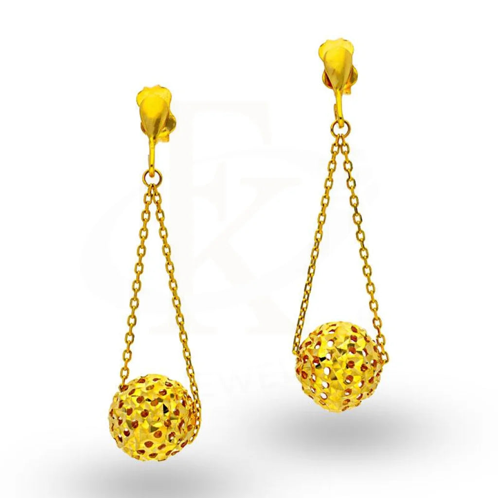 Women's spiritual earrings-Gold Balls Shaped Drop Earrings 18KT - FKJERN18K1841