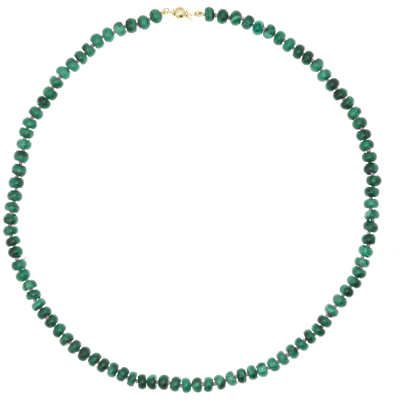 Women's bohemian necklaces-Beaded Malachite Necklace