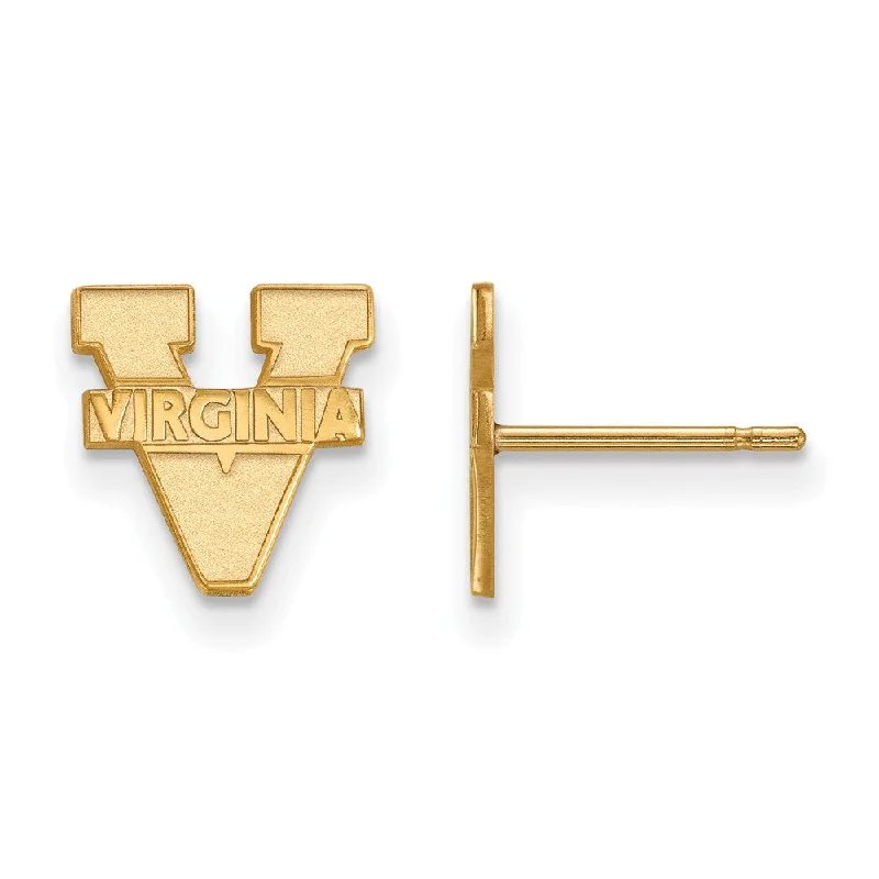 Women's birthstone earrings-14k Gold Plated Silver Univ. of Virginia XS (Tiny) Post Earrings