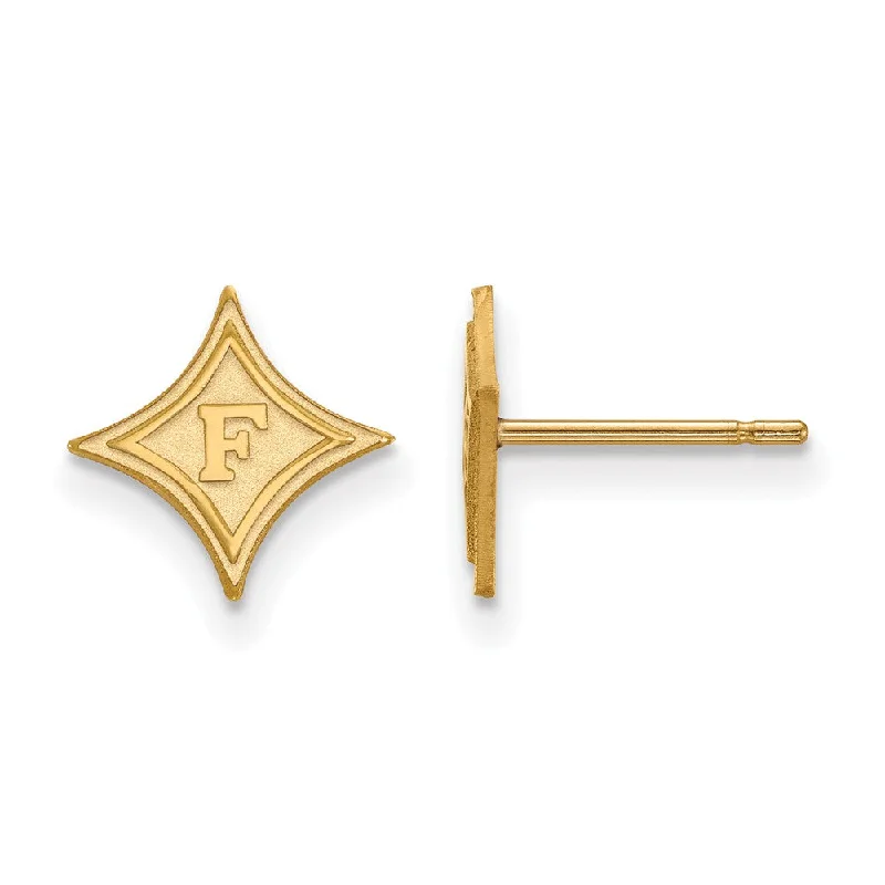 Women's limited edition earrings-14k Gold Plated Silver Furman Univ. XS (Tiny) Post Earrings