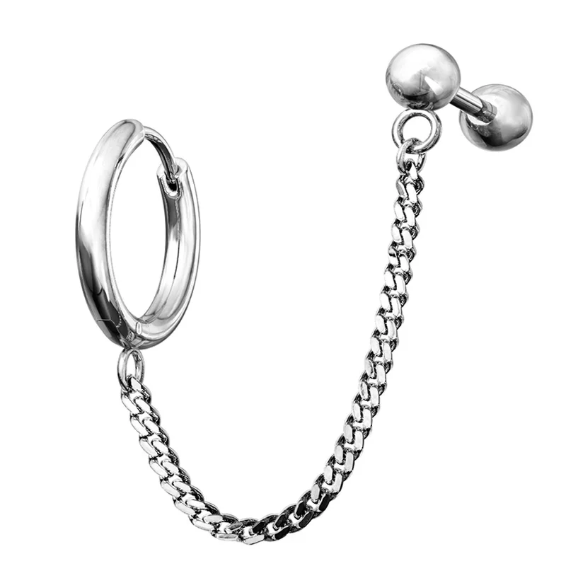 Women's cross rings-Linked Hinged Hoop Ring & Cartilage Barbell