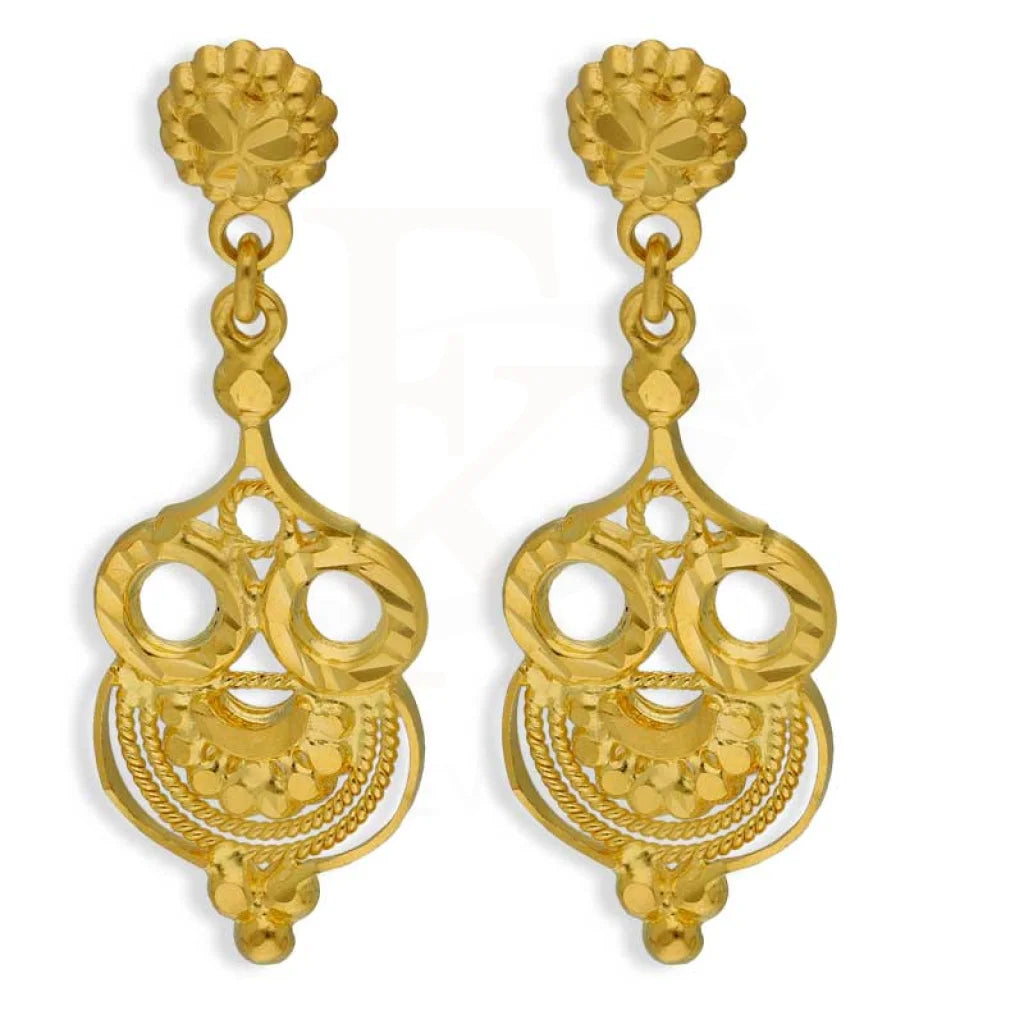 Women's K gold earrings-Gold Drop Earrings 22KT - FKJERN22K2729